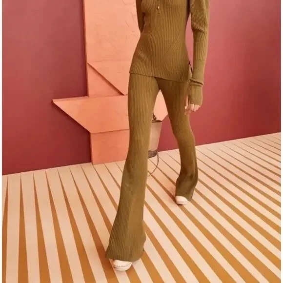 Ulla Johnson Pants - Ulla Johnson $495 Rochelle Ribbed Flare Wool Cashmere Pant Saquaro Sz P/00-0